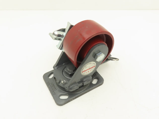 Hamilton Heavy Duty Casters Swivel Total Lock 4X2" Wheel 5-5/8" Height Cast Iron