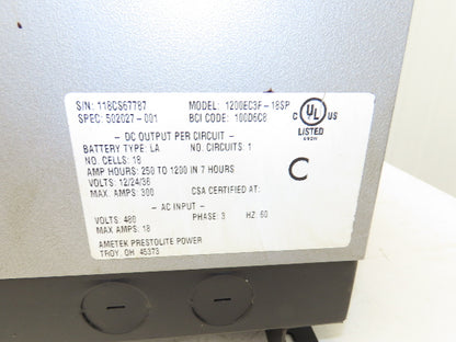 Ametek 1200EC3F Eclipse II Plus Forklift Battery Charger 12/24/36V 1200Ah 480V