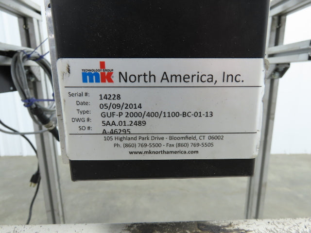 MK North America GUF-P 2000 Belt Conveyor 400x 1100mm 115V Variable Speed 41-46H
