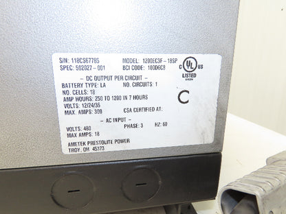 Ametek 1200EC3F Eclipse II Plus Forklift Battery Charger 12/24/36V 1200Ah 480V