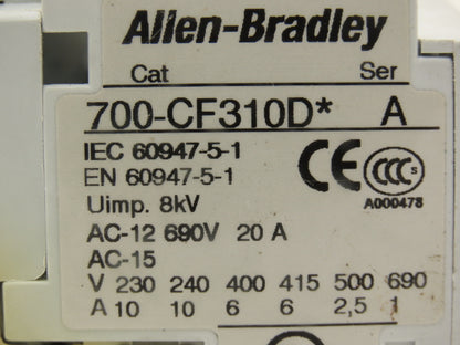 Allen Bradley 700S-CF620DJC Industrial Control Contactor Relay 600v 20A Lot of 4