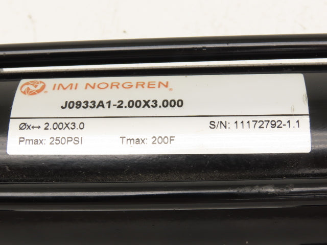 IMI Norgren J0933A1-2.00X3.000 Pneumatic Air Cylinder 2" Bore 3" Stroke 250PSI