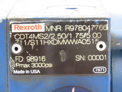 Rexroth R978047766 Hydraulic Cylinder 2.5" Bore 5" Stroke 3000 PSI