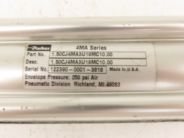 Parker 1.50CJ4MA3U18MC10.00 Pneumatic Air Cylinder 1.5" Bore 10" Stroke 250 PSI