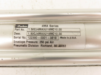 Parker 1.50CJ4MA3U18MC10.00 Pneumatic Air Cylinder 1.5" Bore 10" Stroke 250 PSI