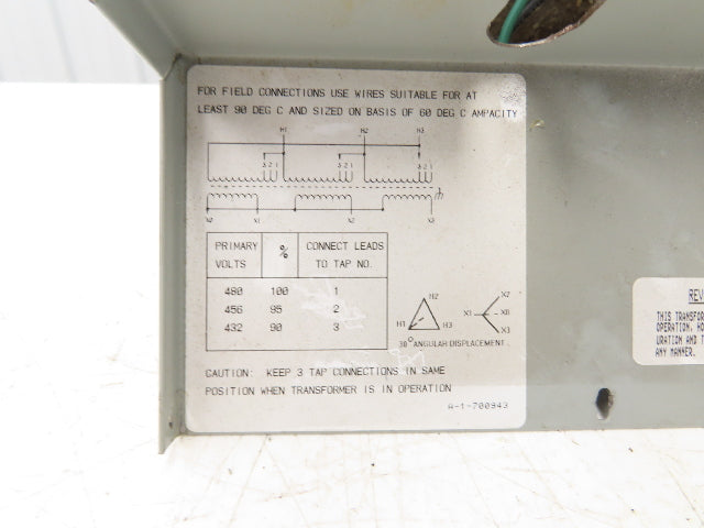 Acme T-2A-53308-1S Stepdown Transformer 3KVA 3Ph HV 480D LV 208Y/120 Shielded