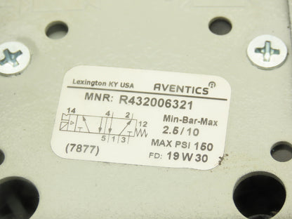 Aventics R432006321 Pneumatic Solenoid Directional Valve 150psi 120VAC Coil