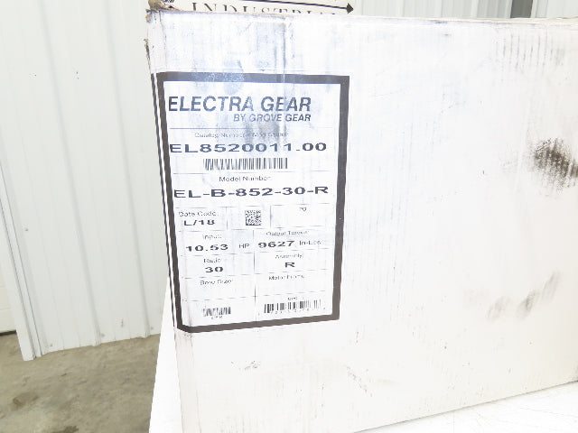 Grove Gear Electra Gear EL-B-852-30-R Worm Gearbox 30:1 Ratio 10Hp 58rpm