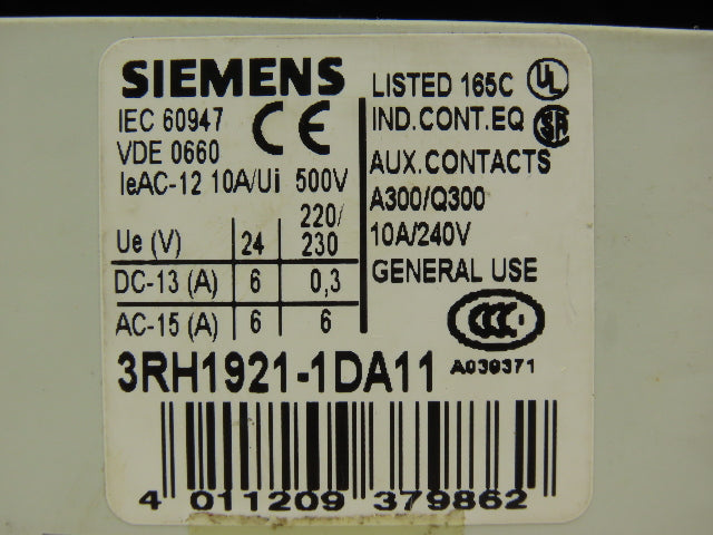Siemens 3RT1064-6AF36 Sirius Motor Starter Contactor 225A 1000VAC 3 Pole 120V