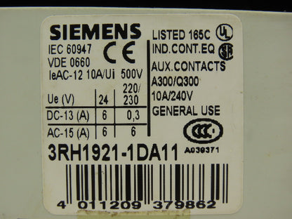 Siemens 3RT1064-6AF36 Sirius Motor Starter Contactor 225A 1000VAC 3 Pole 120V