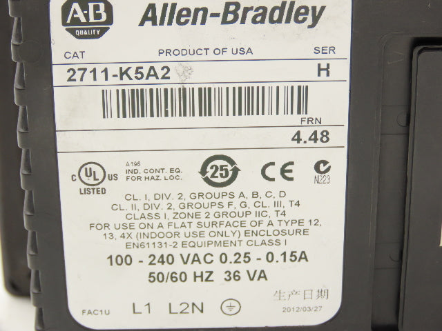 Allen Bradley 2711-K5A2 PanelView 550 HMI Control Panel Ser H FRN 4.48