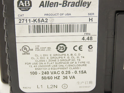 Allen Bradley 2711-K5A2 PanelView 550 HMI Control Panel Ser H FRN 4.48