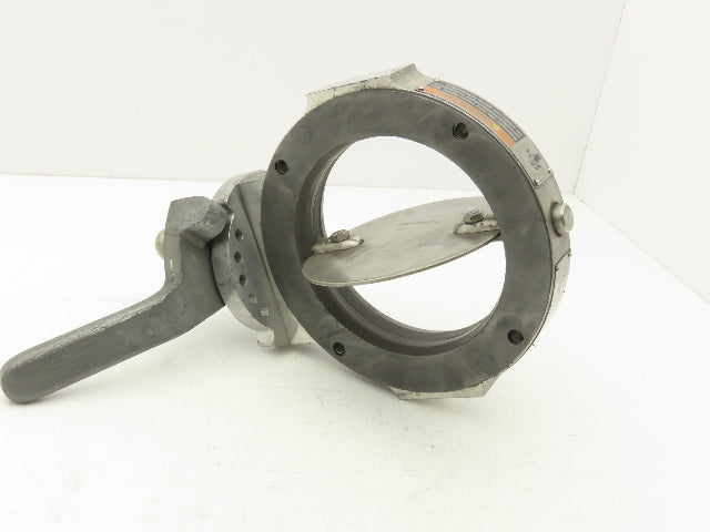 Patterson Kelley 6" Butterfly Valve 316SS Stainless Solids Flow 4-Bolt Wafer