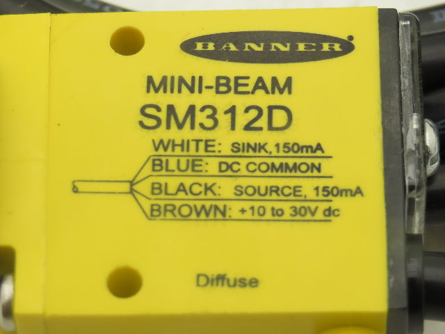 Banner SM312D MINI-BEAM Photoelectric Diffuse Sensor 380mm 10-30VDC