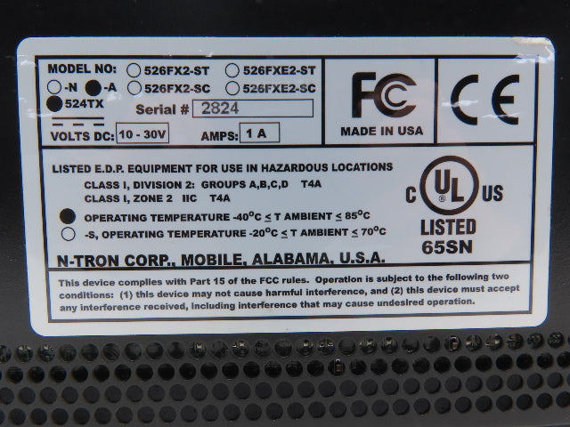 N-Tron N-TRON 524TX-A Umanaged Industrial Ethernet Switch 24 Port 10-30V 1.0A