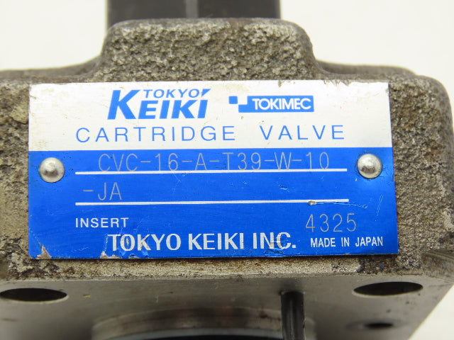 Tokimec CVC-16-A-T39-W-10-JA Hydraulic Cartridge Valve Cover Sz 16