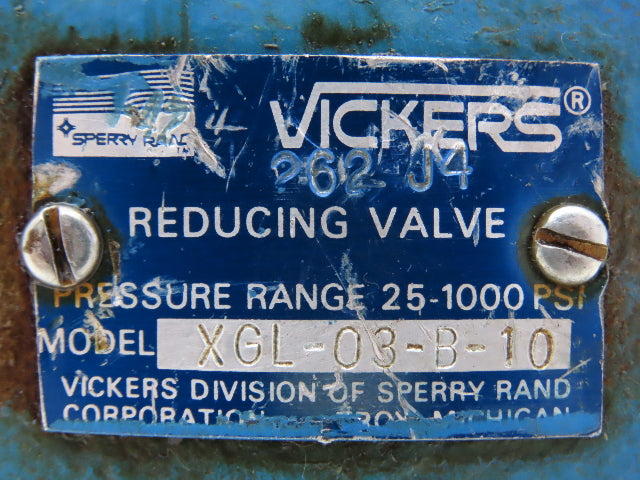 Sperry Vickers XGL-03-B-10 Hydraulic Pressure Reducing Relief Valve 25-1000psi