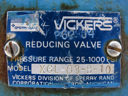 Sperry Vickers XGL-03-B-10 Hydraulic Pressure Reducing Relief Valve 25-1000psi