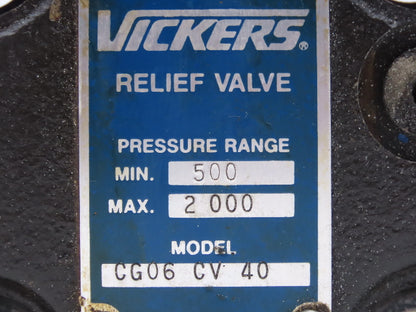Vickers CG 06 CV 40 Hydraulic Pressure Reducing Relief Valve 500-2000psi