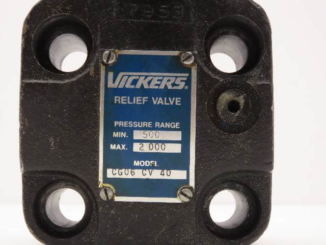Vickers CG 06 CV 40 Hydraulic Pressure Reducing Relief Valve 500-2000psi