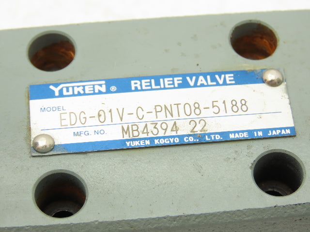 Yuken EDG-01V-C-PNT08-5188 Proportional Solenoid Relief Valve EBG-03-C-5120