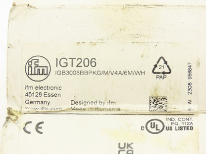 IFM IGT206 Inductive Proximity Sensor M18 X 1 Thread 8mm Sensing Range