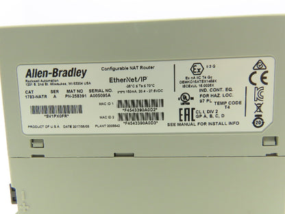Allen Bradley 1783-NATR 258391 Configurable NAT Ethernet /IP Router w/1784-SD1/A