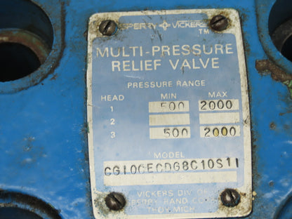 Vickers CG 10 CEC DG8C 10 S11 Hydraulic Relief Valve 500-2000psi 120V Solenoid