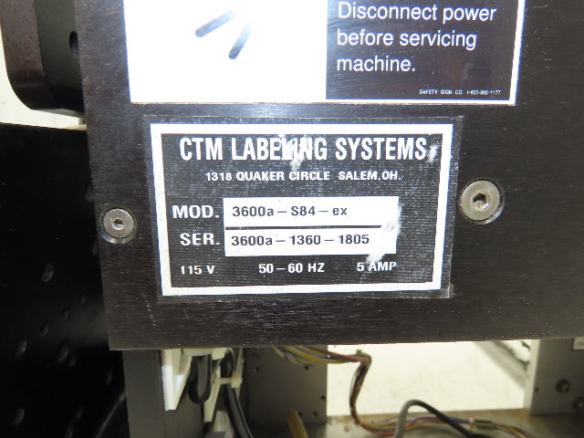 CTM 3600A-S84-EX High Speed Label Applicator No Printer 5" Width