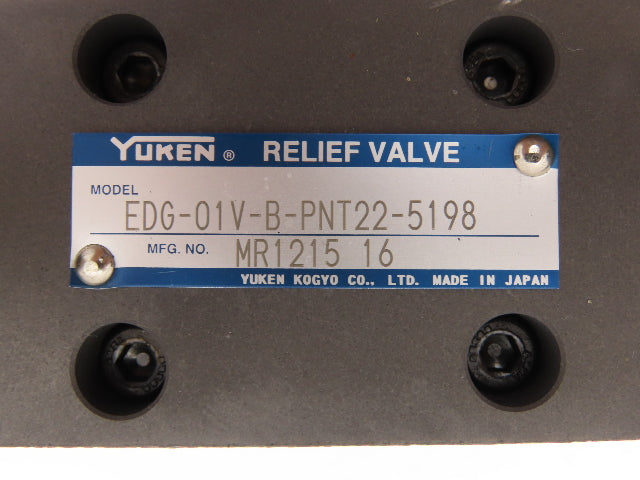 Yuken EDG-01V-B-PNT22-5198 Proportional Solenoid Relief Valve EBG-06-C-T-5129