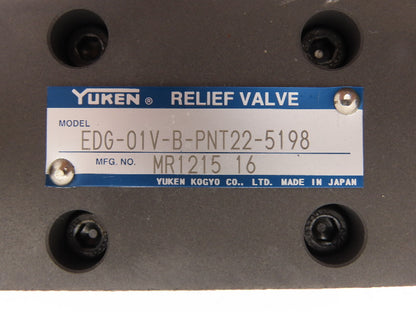 Yuken EDG-01V-B-PNT22-5198 Proportional Solenoid Relief Valve EBG-06-C-T-5129