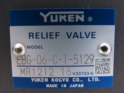 Yuken EDG-01V-B-PNT22-5198 Proportional Solenoid Relief Valve EBG-06-C-T-5129