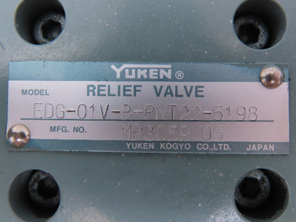 Yuken EDG-01V-B-PNT22-5198 Proportional Solenoid Relief Valve EBG-06-C-T-5129