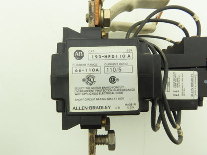 Allen Bradley 193-HPD110A Motor Starter Overload Relay 3Ph 66-110A 110/5 Ratio