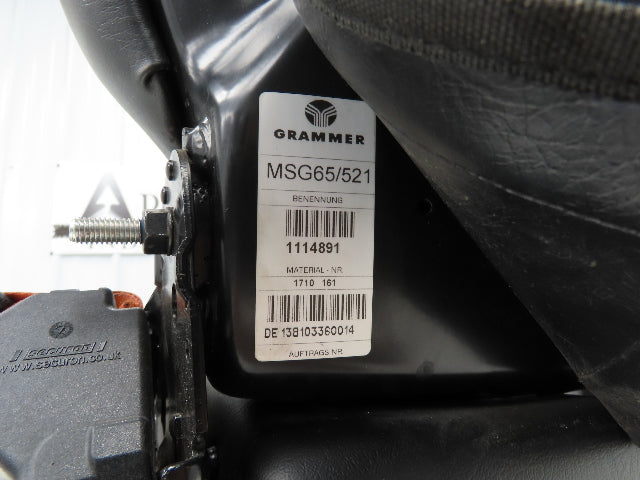Grammer Forklift Seat Black Vinyl Adjustable Removed From Linde 1114891
