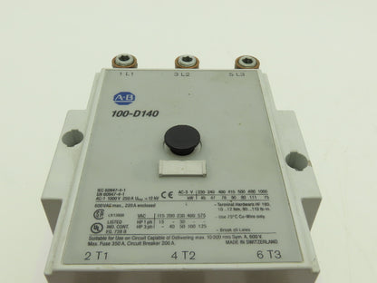 Allen Bradley 100D140D00 Motor Starter Contactor 140A 3PH 480VAC 100HP 120V Coil