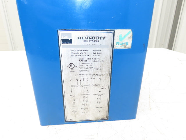 Hevi-Duty HS5F3AS Stepdown Transformer 3KVA 1Ph HV 240/480V LV 120/240V