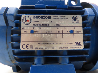Bronzoni D3003B-1100 AC Motor 1 Hp 0.75 kW 1692RPM 277/480V 3Ph IEC 80 Frame