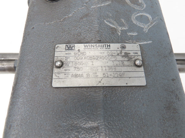 Winsmith Speed Reducer Gearbox 750:1 Double Reduction 2.4RPM 1.15Hp 11388IN-LBS