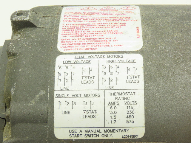 Baldor IDNM3538 Inverter Duty AC Motor 1/2Hp 1725 RPM 230/460V 3PH 56C TE