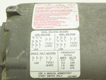Baldor IDNM3538 Inverter Duty AC Motor 1/2Hp 1725 RPM 230/460V 3PH 56C TE