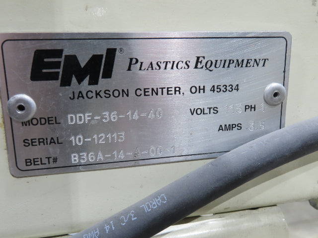 EMI Plastics 40"W x 14'L Portable Slider Bed Conveyor 35"Bed 115V 4FPM