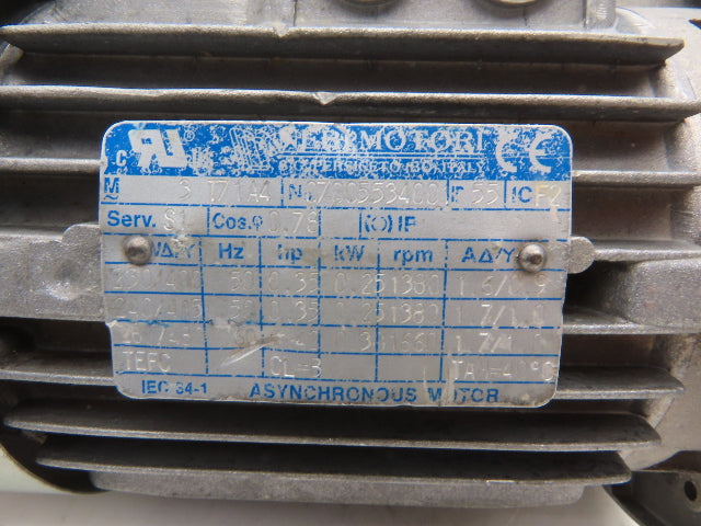 Neri Motori T71A4 AC Asynchronous Motor 0.42Hp 0.36kW 1660RPM 280/480V 3Ph