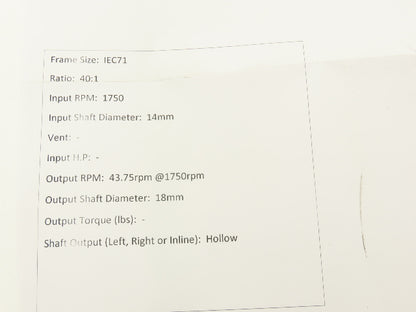 Tramec BFK 40 9011352406 Worm Gearbox 40:1 Reducer 43.75rpm IEC71 Hollow Output