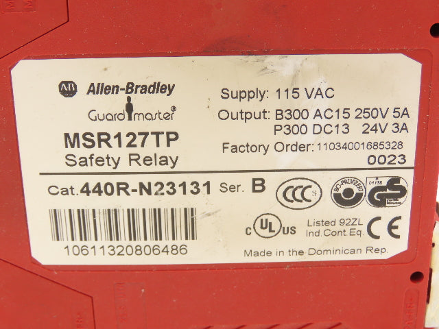 Allen Bradley 440R-N23131 MSR127TP Guardmaster Safety Relay 24V Lot of 5