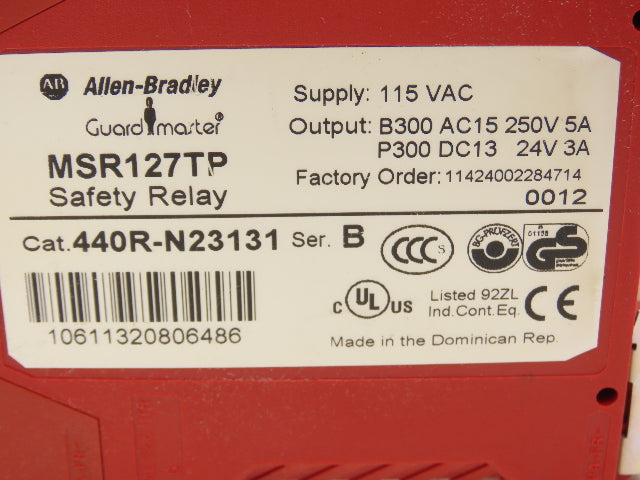 Allen Bradley 440R-N23131 MSR127TP Guardmaster Safety Relay 24V Lot of 6