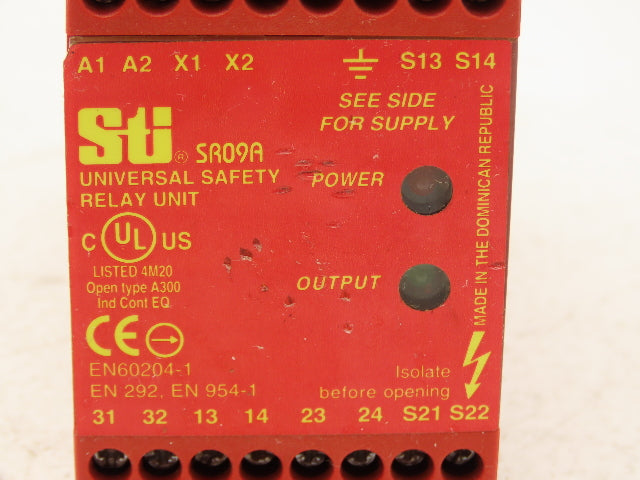 Sti SR09A 44510-0510 Universal Safety Relay Unit 110/230VAC Automatic Reset