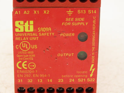 Sti SR09A 44510-0510 Universal Safety Relay Unit 110/230VAC Automatic Reset