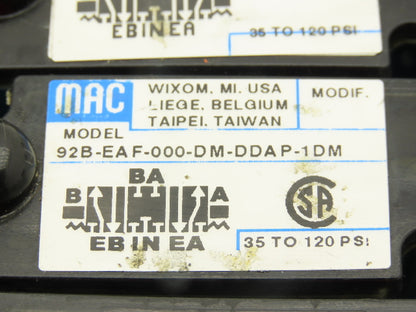 MAC 92B-EAF-000-DM-DDAP-1DM  4-Station Solenoid Valve Manifold Assy 24VDC
