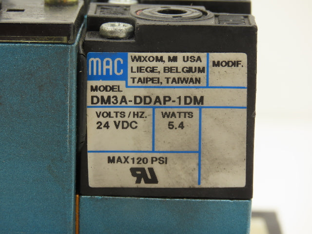 MAC 92B-EAF-000-DM-DDAP-1DM  4-Station Solenoid Valve Manifold Assy 24VDC